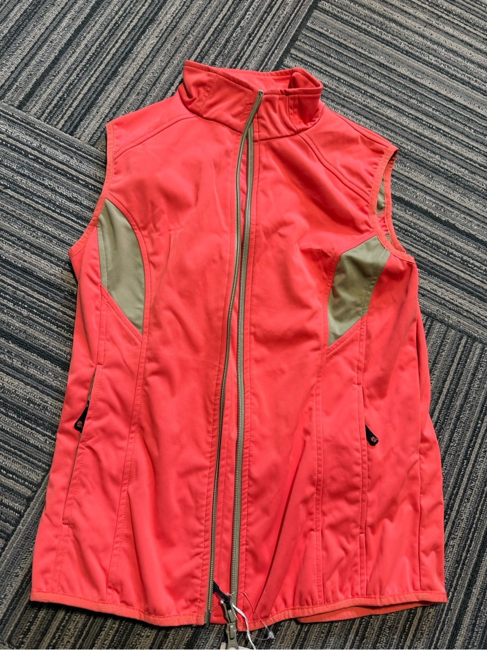 Coral Performance Softshell Vest with Olive Accents